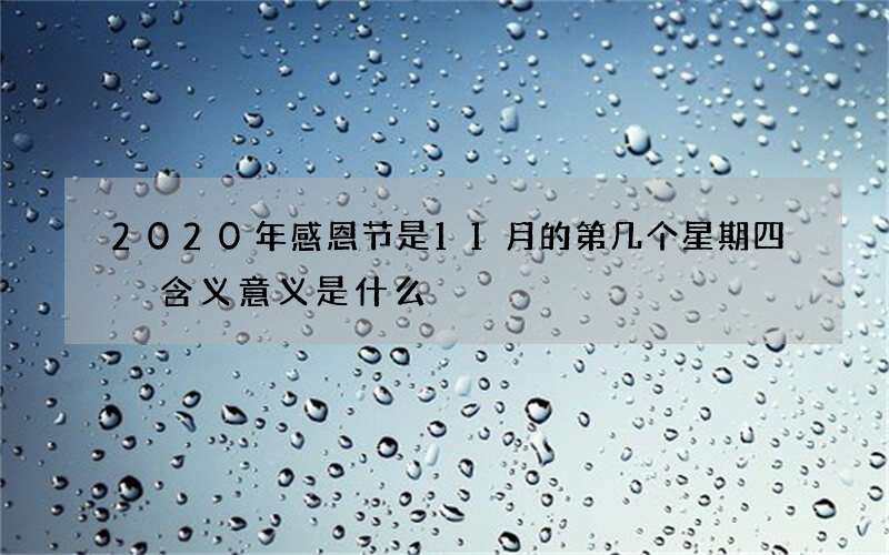 2020年感恩节是11月的第几个星期四 含义意义是什么